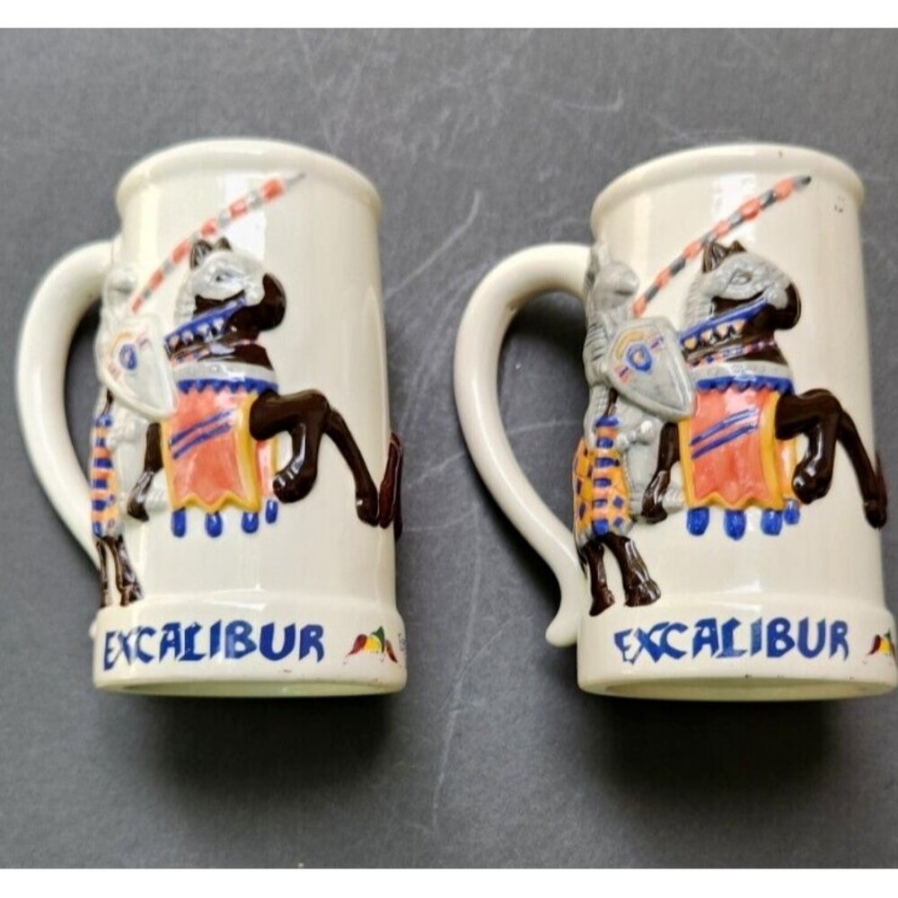 Two Excalibur 20oz Fantasy Faire Beer Stein Mug
